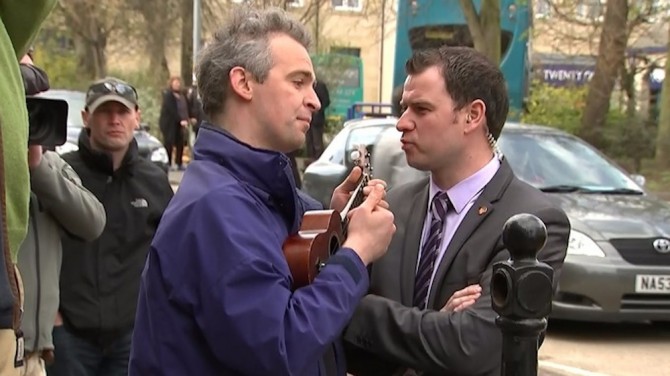 David Cameron Ukulele Heckler