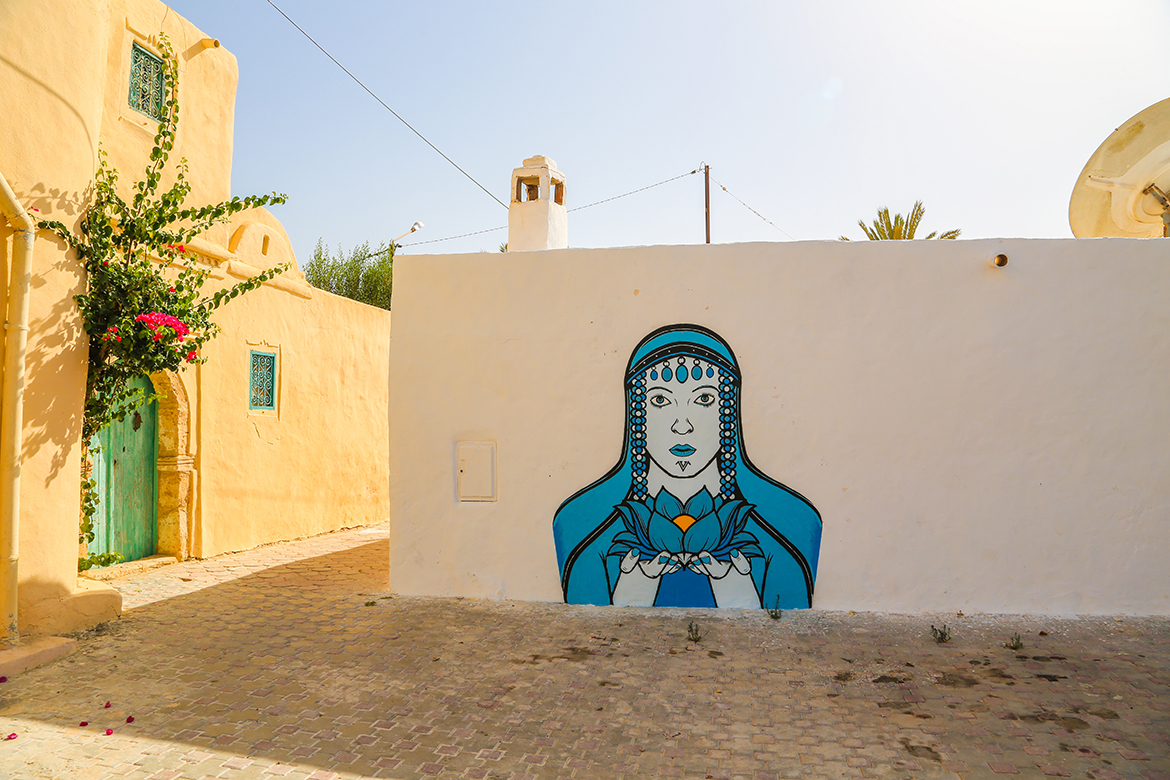 Er-Riadh Street Art Project Tunisia - Blue Woman