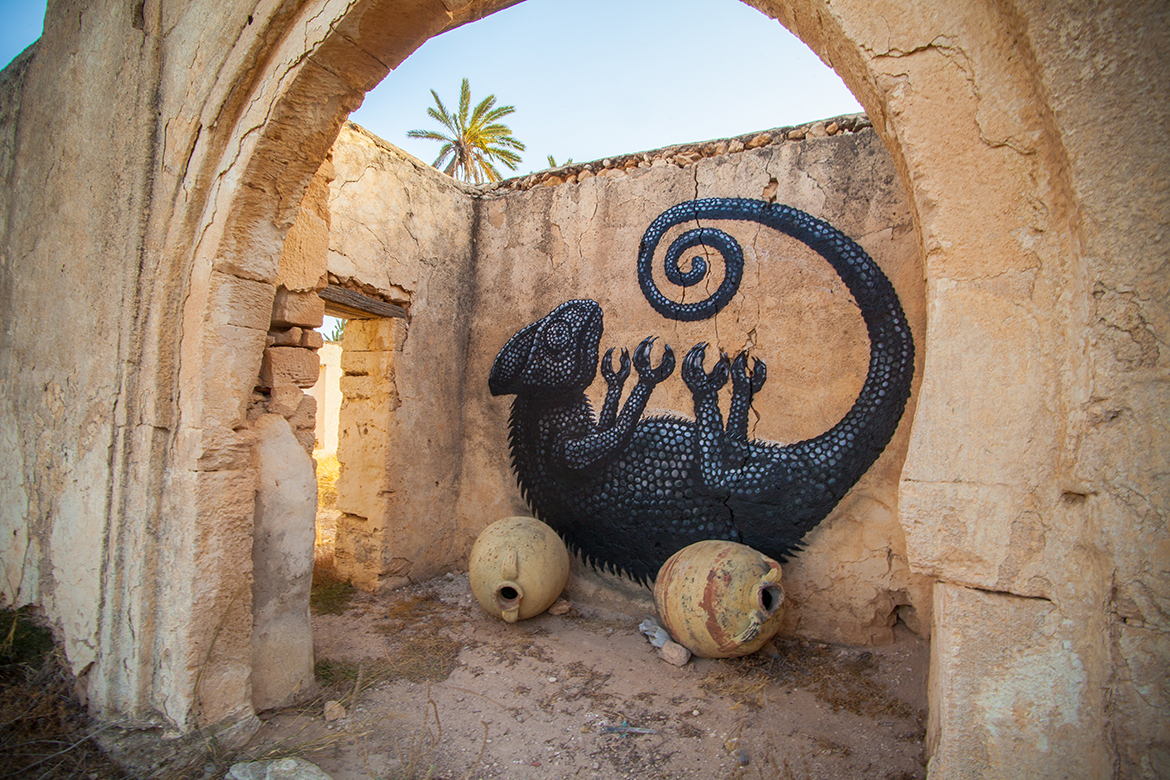Er-Riadh Street Art Project Tunisia - Chameleon