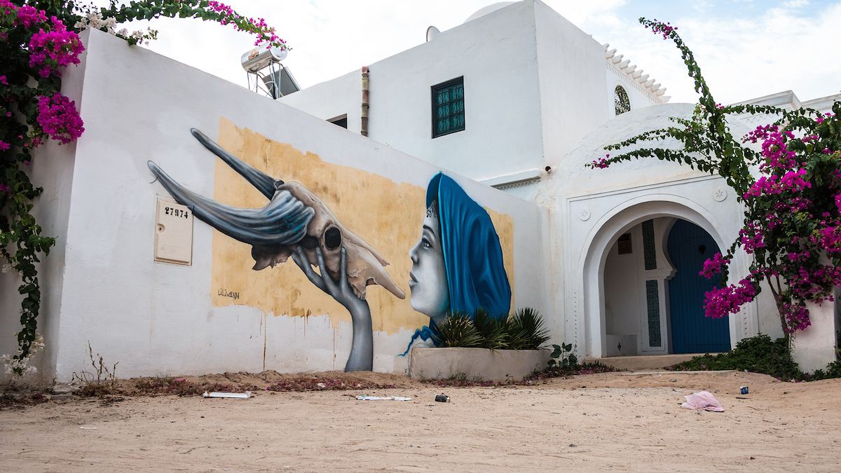 Er-Riadh Street Art Project Tunisia - Skull