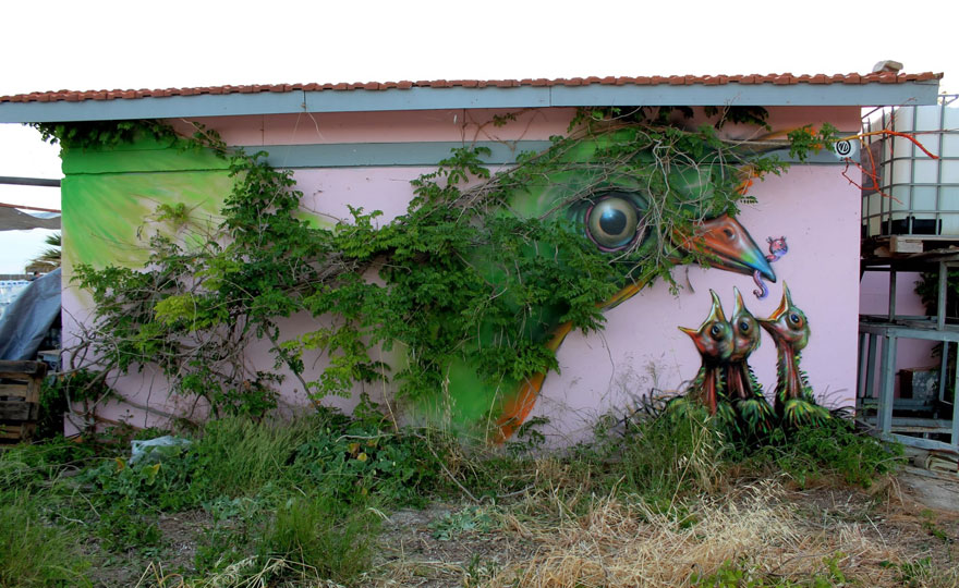 Street Art + Nature - Bird Leaves