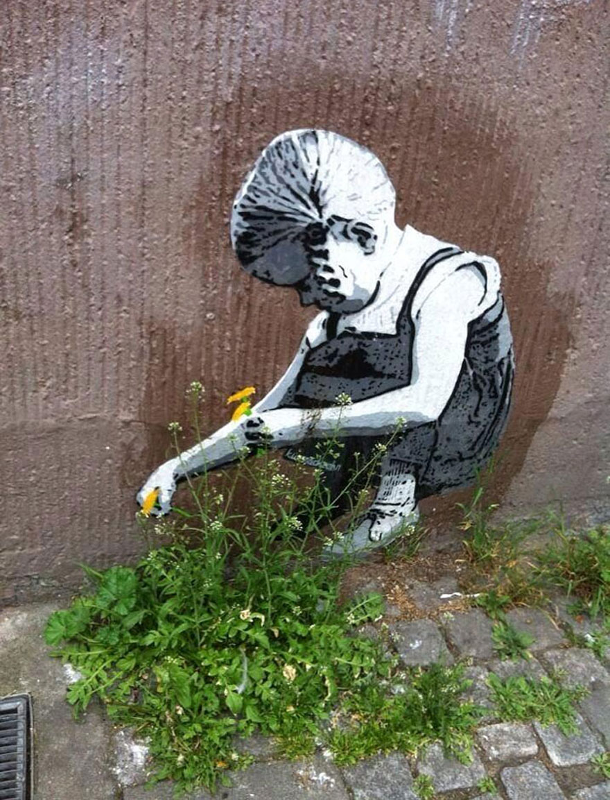 Street Art + Nature - Flower Picker