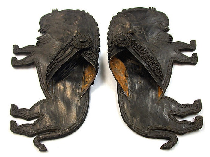 Weirdest Shoes - Leather lion sandals made in Ghana circa 20th Century