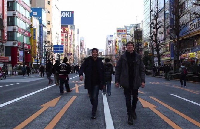 Guy Walks Around Backwards Around Tokyo