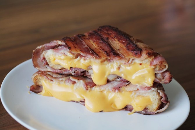 Bacon Wrapped Grilled Cheese Sandwich