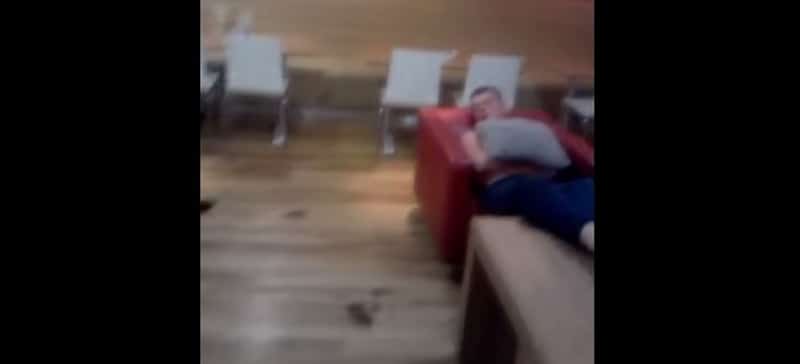 Drunk Dude Takes A Dump On The Floor Of Travelodge Lobby Then Falls Asleep On The Chair Next To It