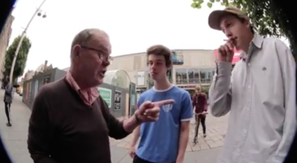 Drunk Scottish Guy Tries To FIght Young Skateboarders
