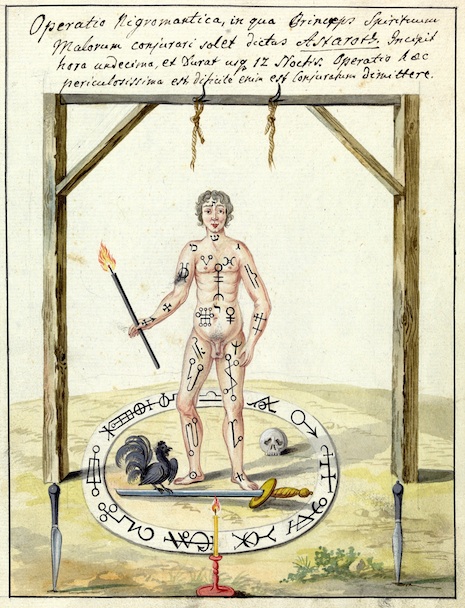 L0076376 Illustration of a magic circle ritual. Credit: Wellcome Library, London. Wellcome Images images@wellcome.ac.uk http://wellcomeimages.org Compendium rarissimum totius Artis Magicae sistematisatae per celeberrimos Artis hujus Magistros. Anno 1057. Noli me tangere. Watercolour c. 1775 Published: - Copyrighted work available under Creative Commons Attribution only licence CC BY 4.0 http://creativecommons.org/licenses/by/4.0/