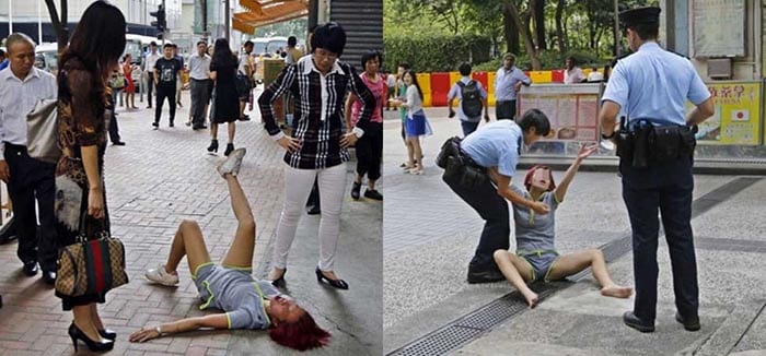 Chinese Girl Throws Insane Temper Tantrum In The Street After Boyfriend Dumps Her By Text