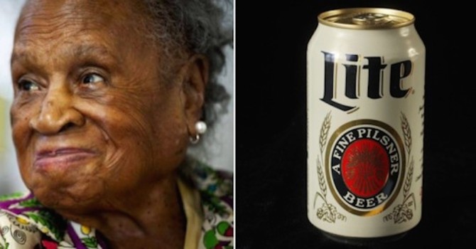 Oldest Woman Drinking Miller High Lifes