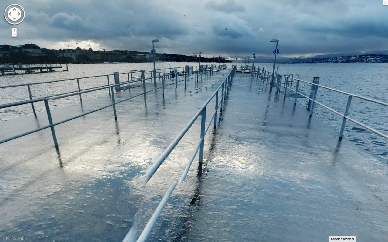 Weird Google Street View - Flooded Pier