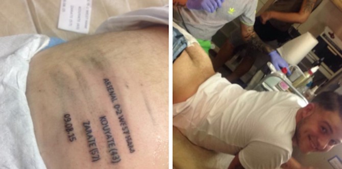 West Ham Fan Tattoos Scores Butt