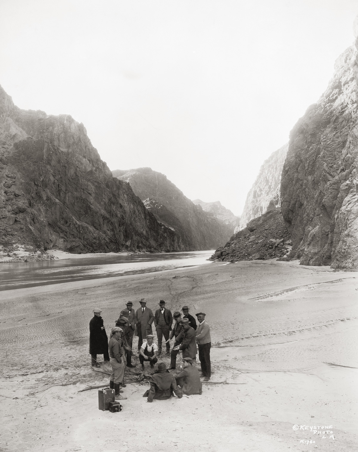 An inspection party near the proposed site of the Hoover Dam (aka Boulder Dam) in the Black Canyon of the Colorado River, circa 1928. (Photo by Keystone/FPG/Hulton Archive/Getty Images)