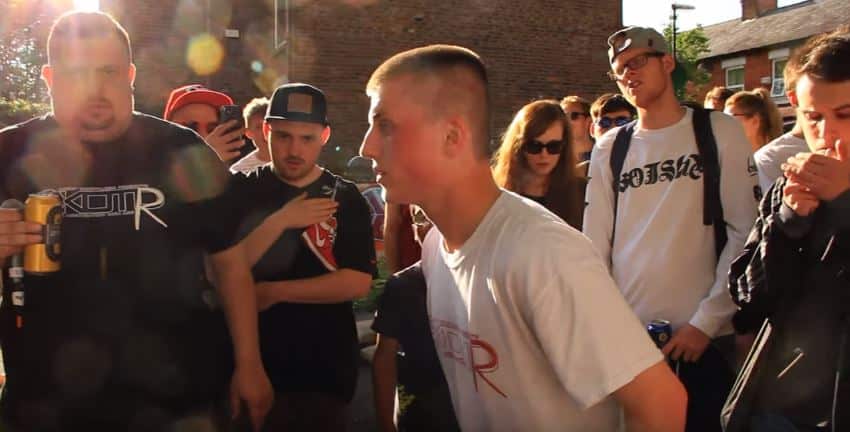 Stoned/Drunk Battle Rapper Pulls A Whitey In The Middle Of Battle, Crowd Completely Terrorises Him