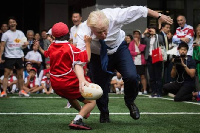 Boris Johnson Rugby Tackles Kid