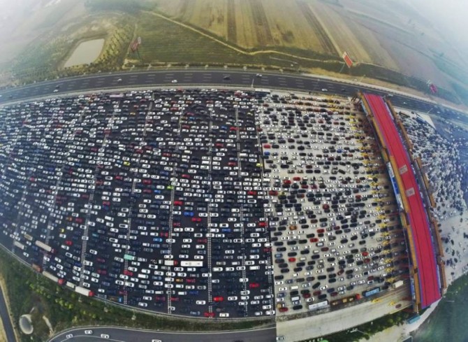 Chinese 50 Lane Traffic Jam