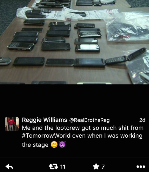 TomorrowWorld Festival Stolen Phones 1