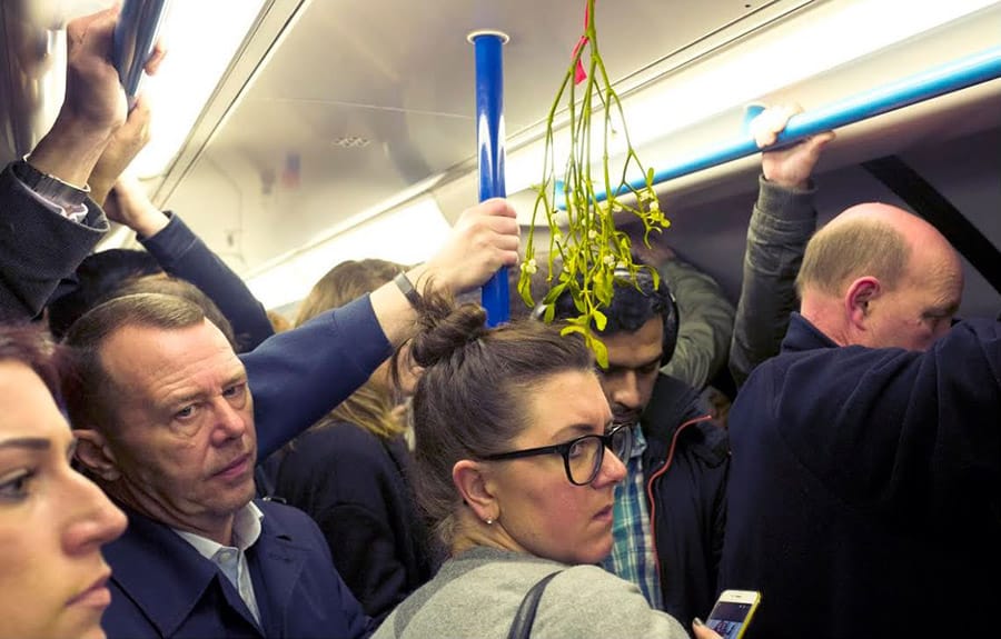 Someone Planted Mistletoe On The London Underground And Everyone Looked Really Uncomfortable