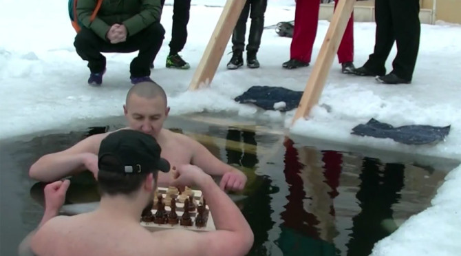 Russians Frozen Lake