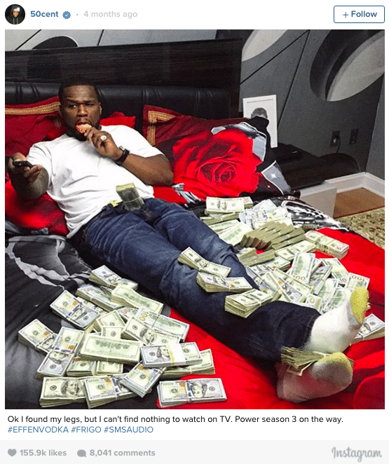 50 Cent bed of cash