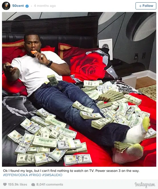 50 Cent bed of cash