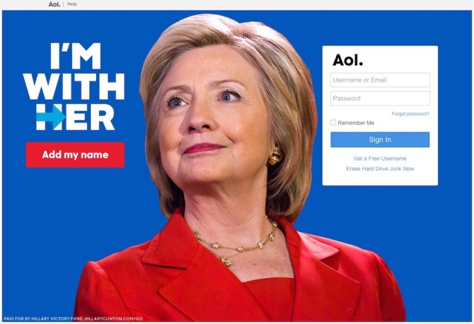 Hillary Clinton AOL Advert