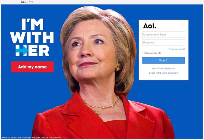 Hillary Clinton AOL Advert