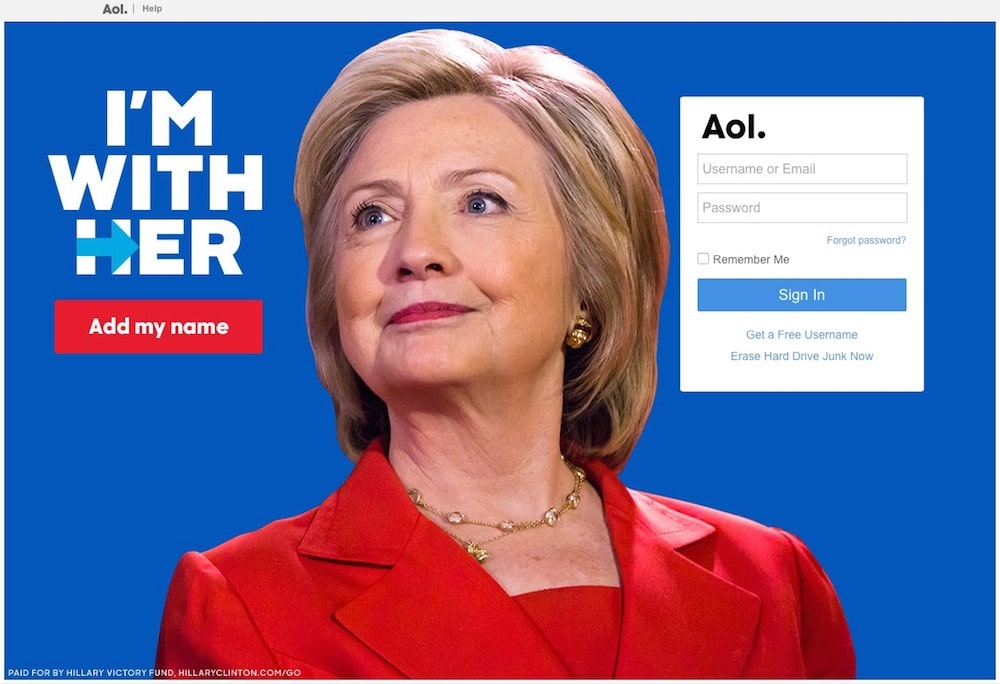 Hillary Clinton AOL Advert
