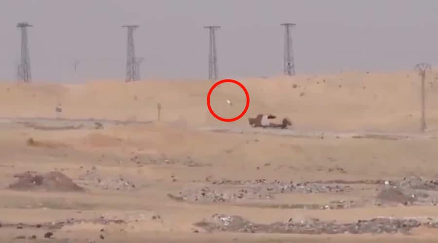 Watch This Close-Up Of An Anti-Tank Missile Blowing Up ISIS Car Bomber Before He Reaches His Target