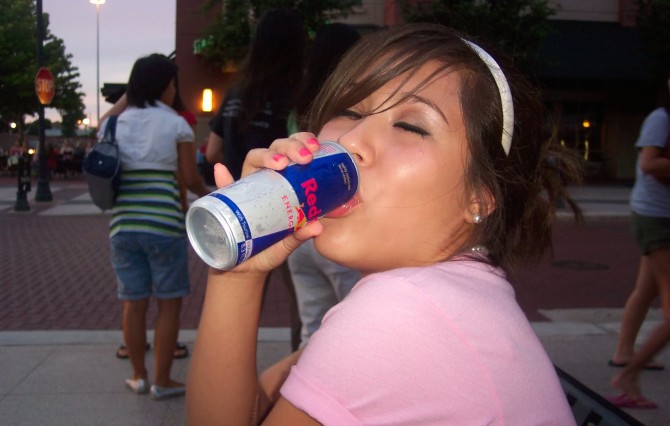 drinking red bull