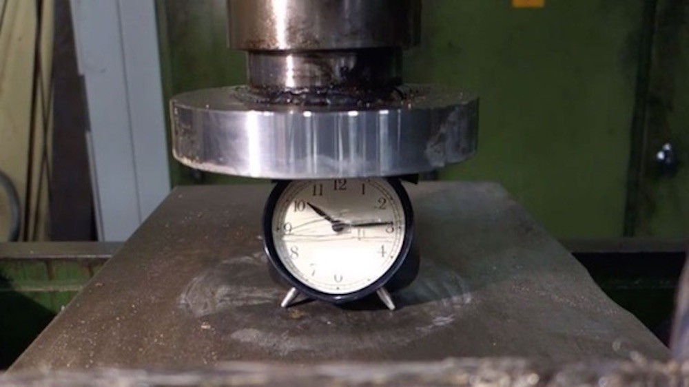 Hydraulic Press Alarm Clock