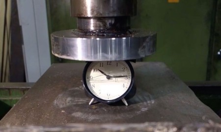 Hydraulic Press Alarm Clock