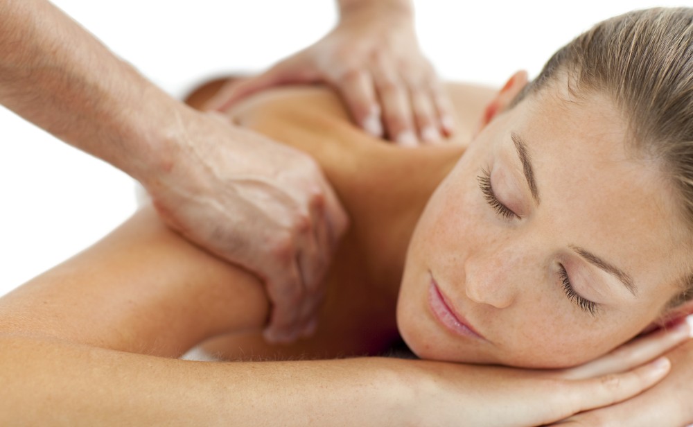 Woman being massaged