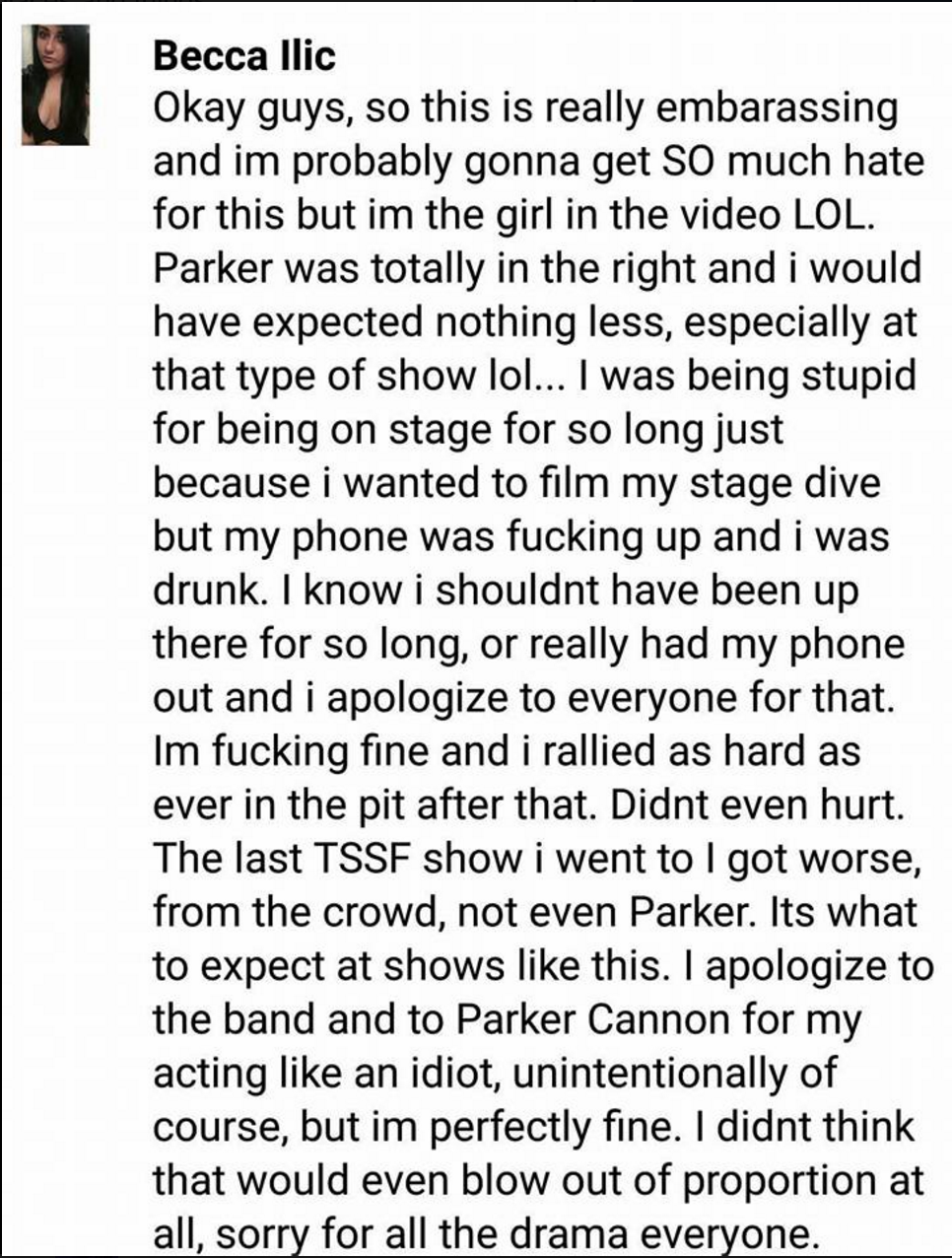 Girl Parker Cannon Statement