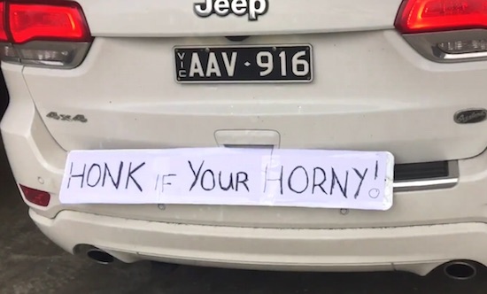 Guy Puts 'Honk If You're Horny' Sign On His Dad's Car, Films His