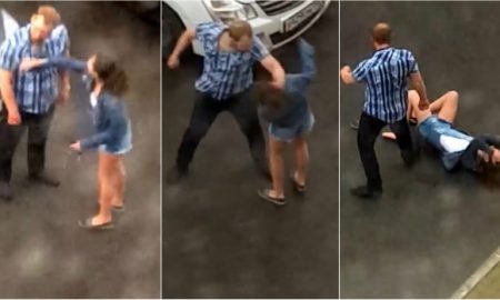 Russian Man Beats Girlfriend