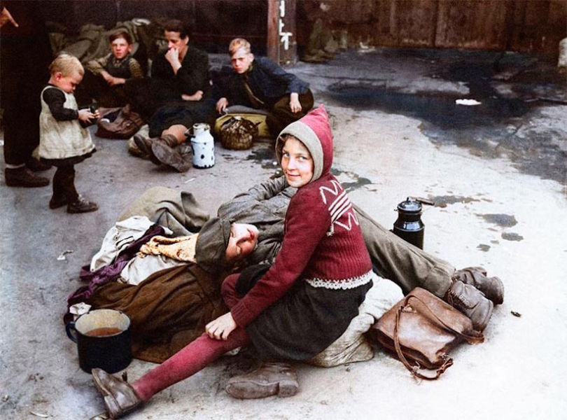 Colourised WW2 Refugees 5