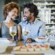 Romantic couple at a dinner party