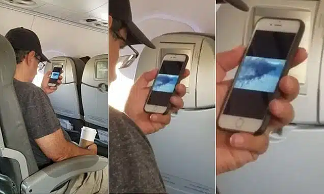 Passenger watching 9:11 footage