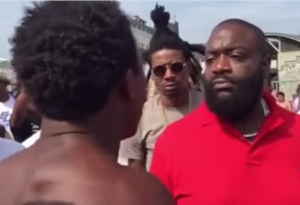 Rapper Rick Ross Freestyling Homeless Guy In The Street