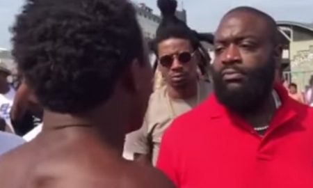 Rapper Rick Ross Freestyling Homeless Guy In The Street