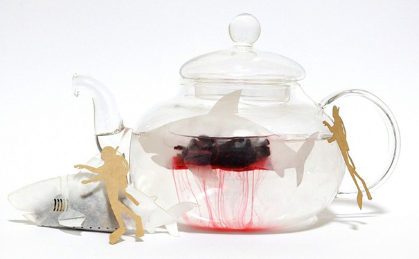 Shark shaped tea bags