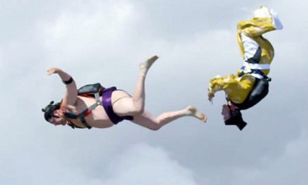 Skydiving sumo wrestler