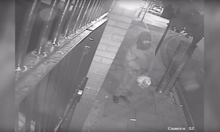 man throw meat mosque