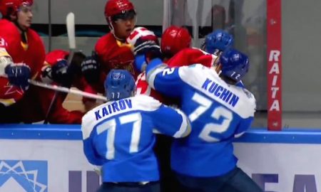 Kazakhstan V China Hockey fight
