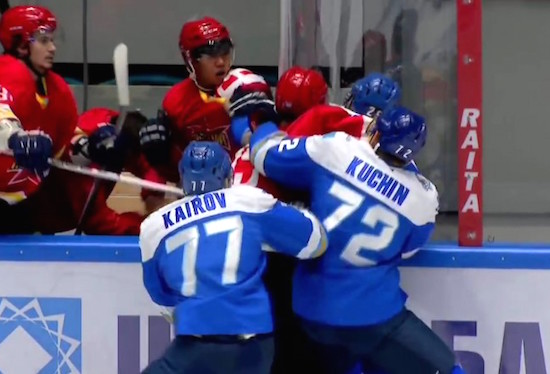 Kazakhstan V China Hockey fight