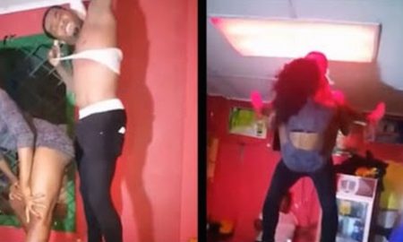 Guy Powerbombs Girl Bar