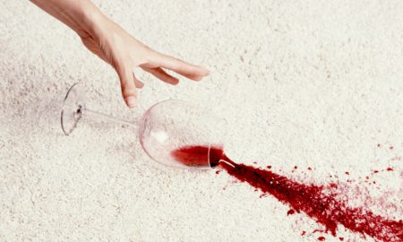 Spill red wine
