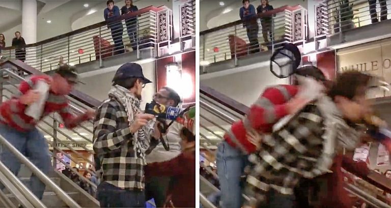 Anti-Trump Protester Gets Publicly Obliterated Down A Huge Set Of Stairs (VIDEO)