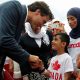 Canada's PM Trudeau shakes hands with a Syrian refugee during Canada Day celebrations on Parliament Hill in Ottawa